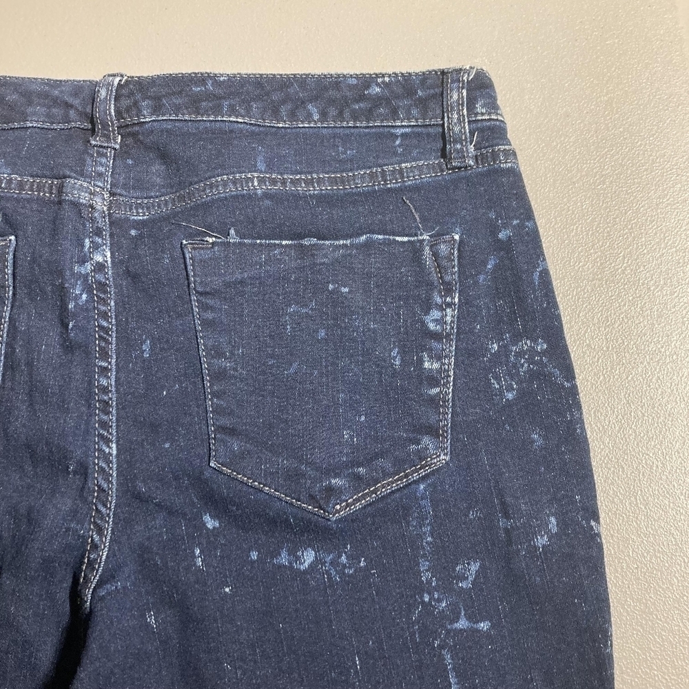 Mossimo Mid-Rise Jegging Super Stretchy Dark Wash Jeans Bleach Splatter 12/31 - Picture 3 of 6